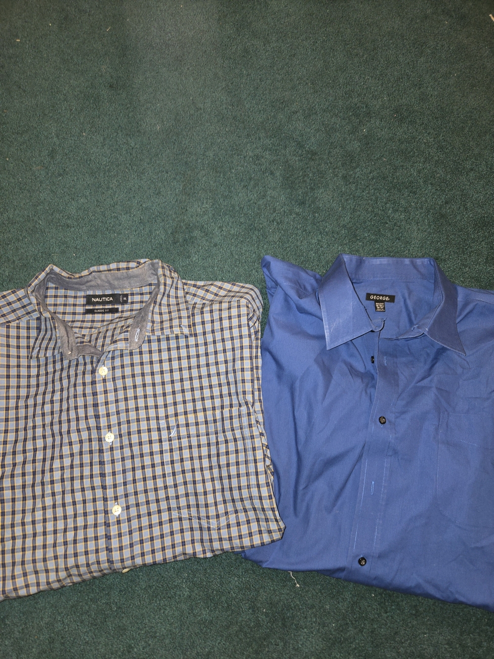 Nautica Men’s Blue and Gray Check Button-Down Shirts